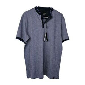 NWT Galileo Polo Shirt Men's‎ Large Blue White Short Sleeves Pullover Casual